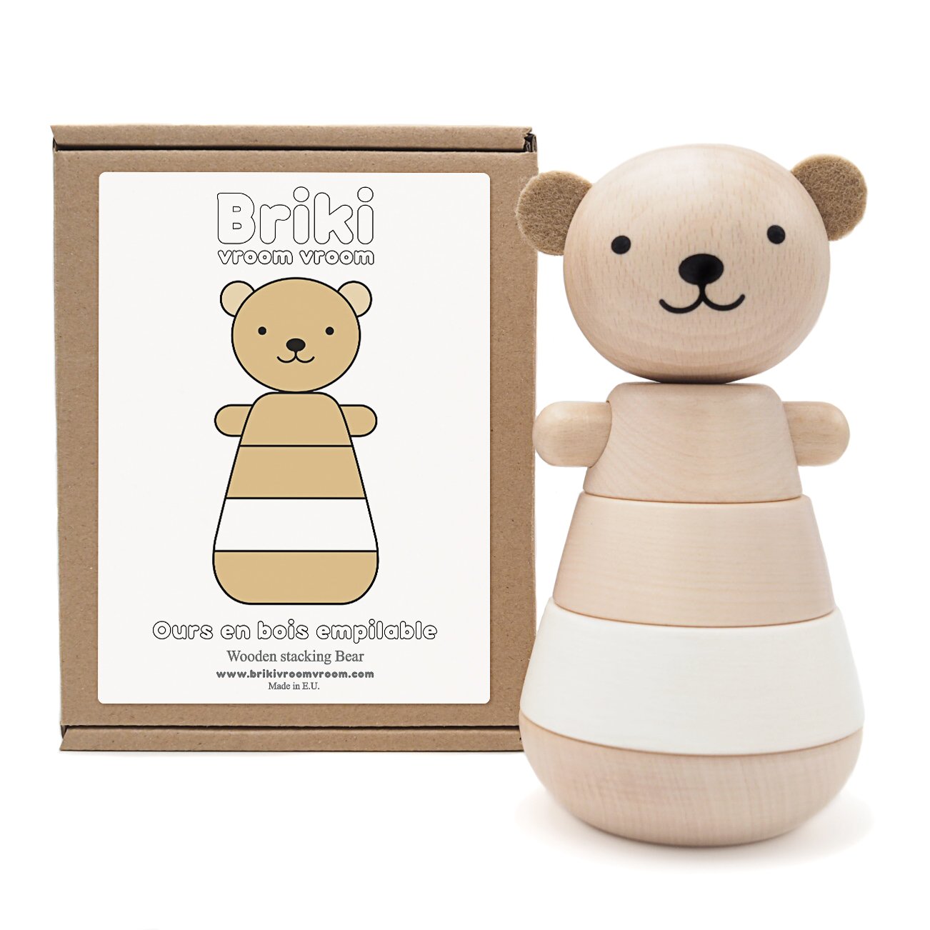 Jouet en bois - Ours empilable  blanc