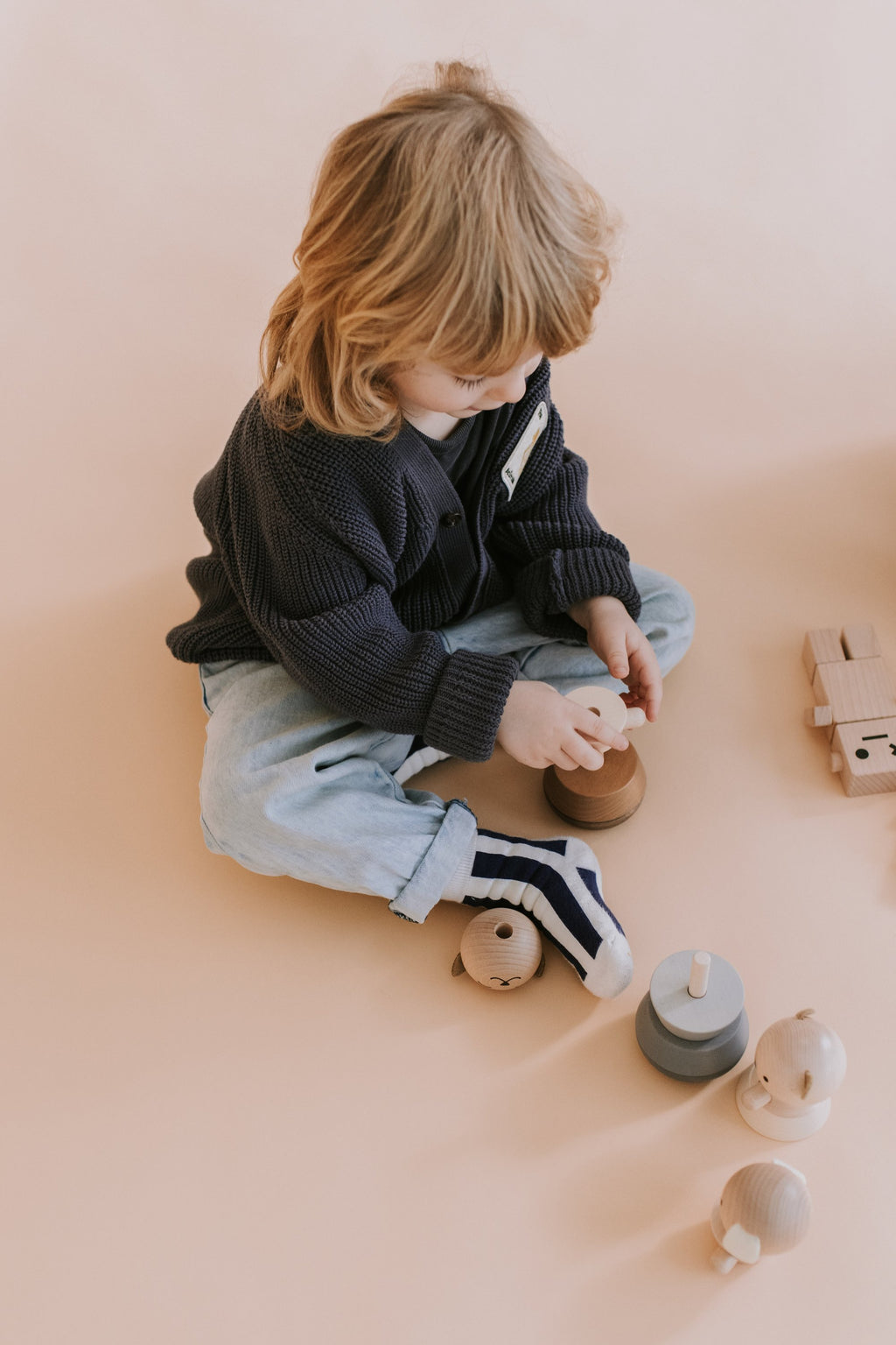 Jouet en bois - Ours empilable  gris
