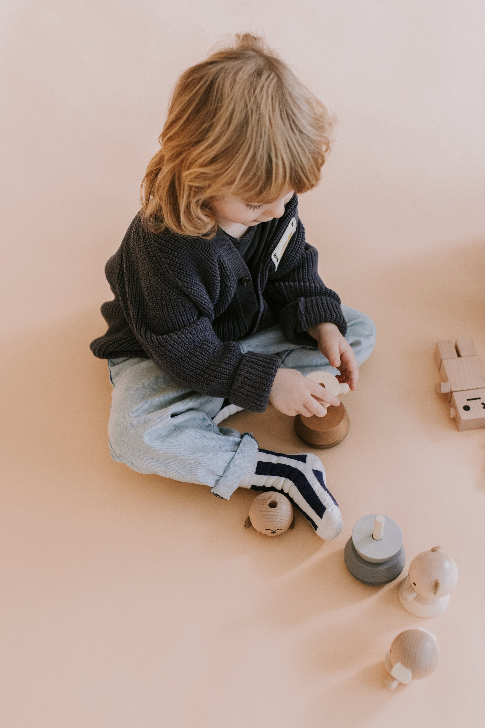 Jouet en bois - Ours empilable  blanc