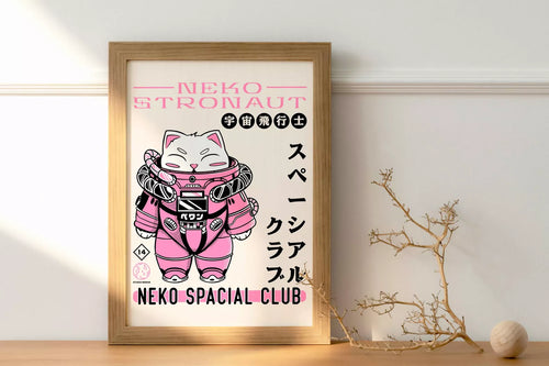 Affiche illustration japonaise - Nekostronaut