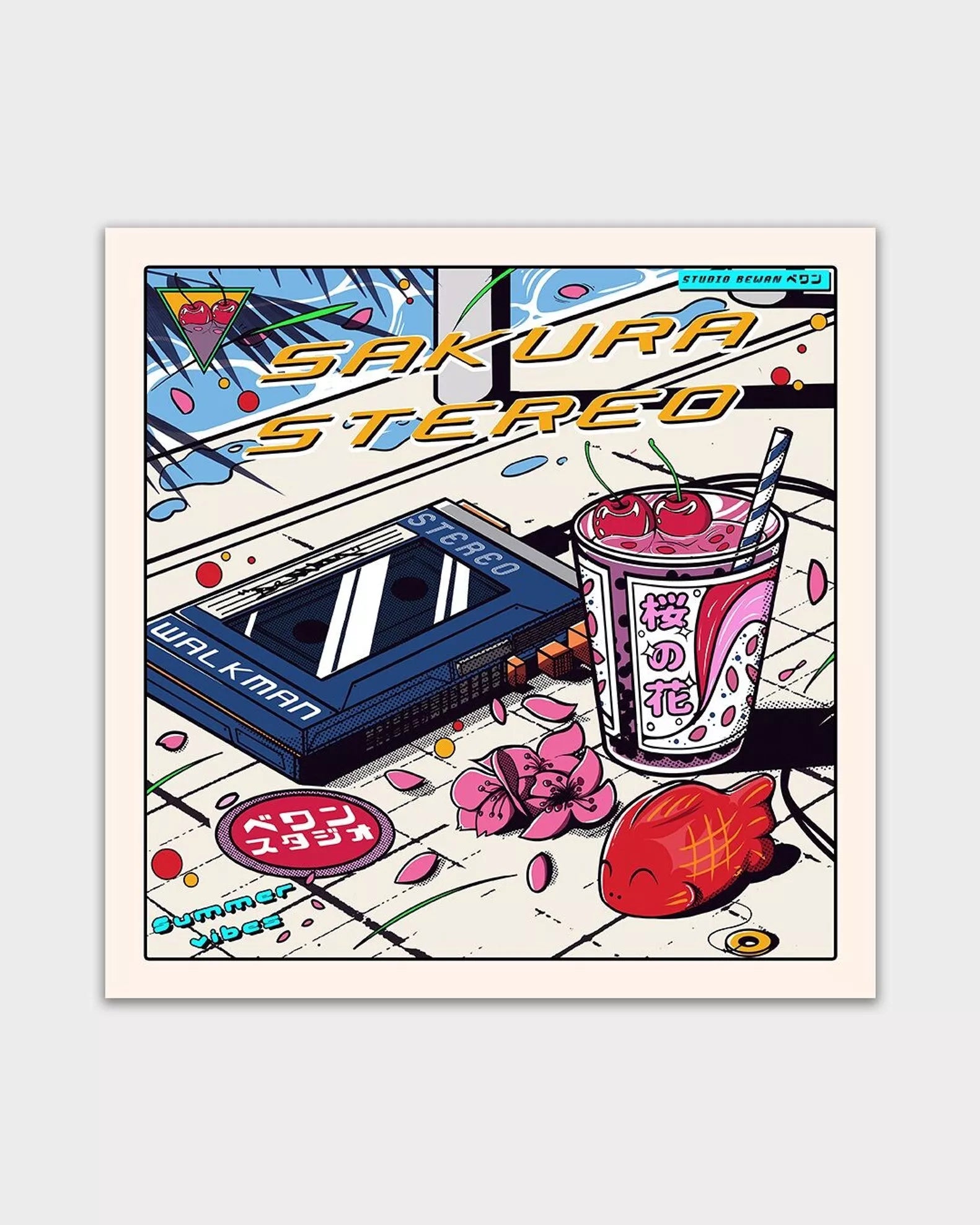 Affiche illustration japonaise - Sakura stereo