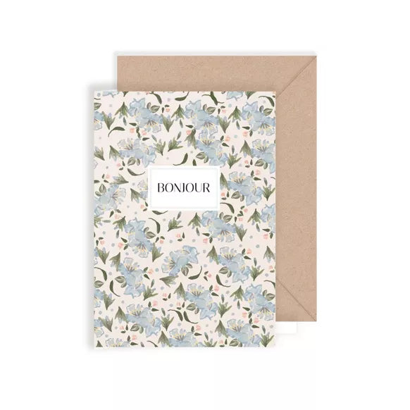 Carte double Bonjour Fleuri avec enveloppe