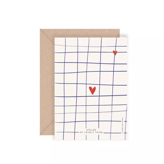 Carte double Bonjour Coeur avec enveloppe