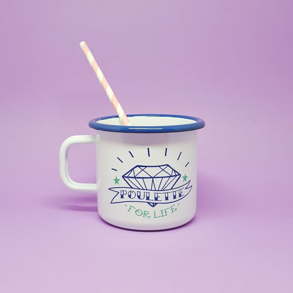 Tasse émaillée - “Poulette For Life”