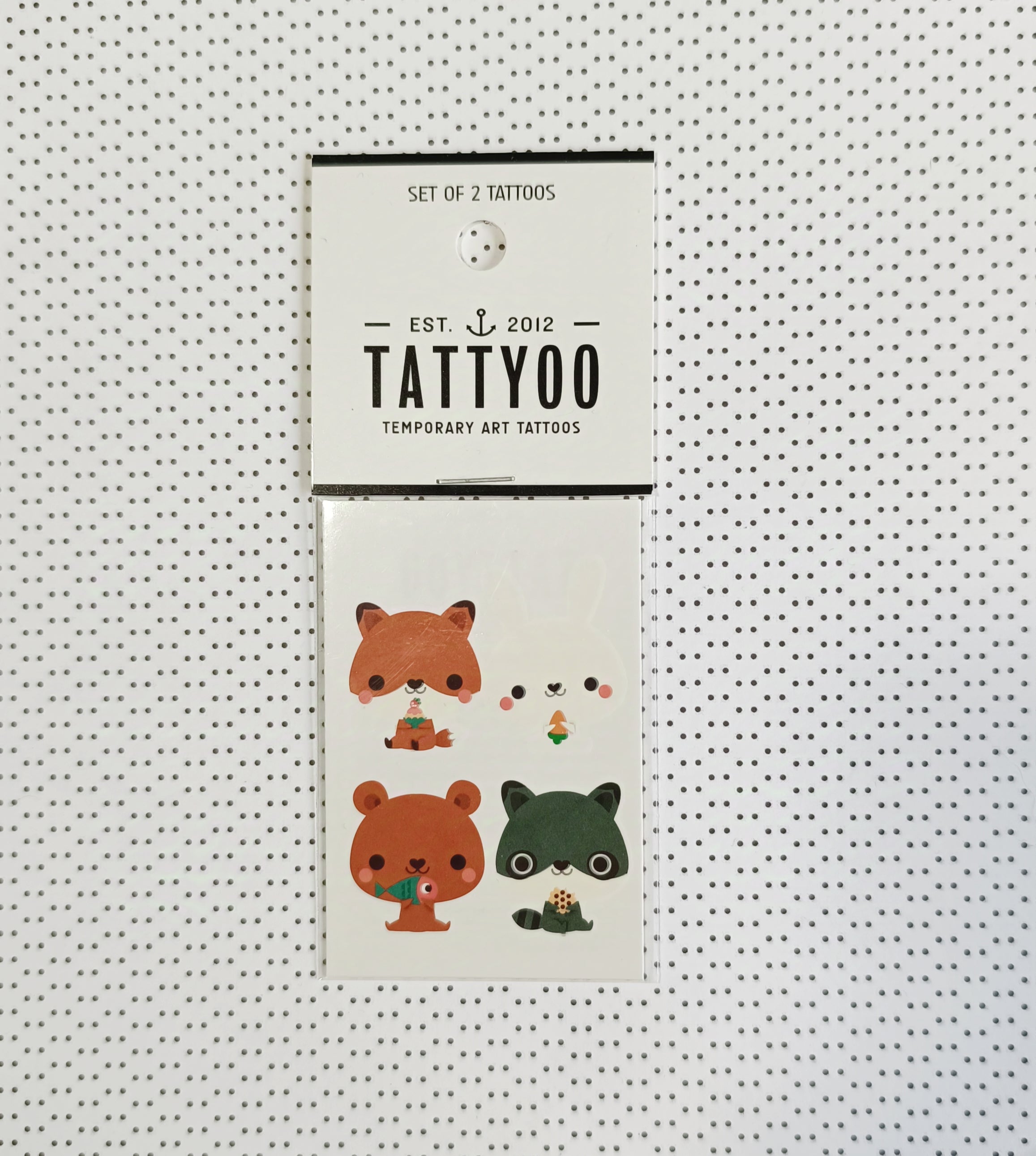 Tatouages éphémères - Hibou, renard, lapin et raton laveur