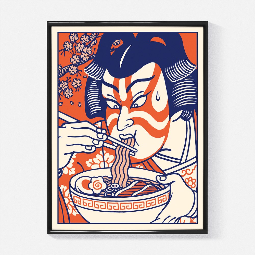 Affiche illustration japonaise - Kabuki Ramen