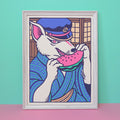 Affiche illustration japonaise - Un peu de pastèque ?