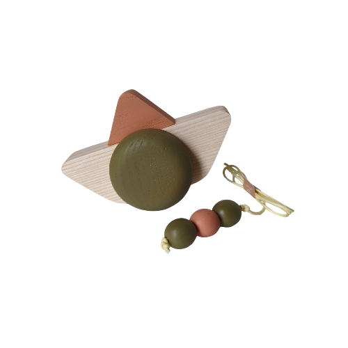 Jouet en bois - Navire Pull & Go  peint