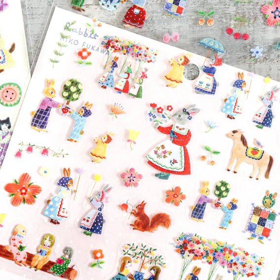 Planche stickers - Rabbit garden