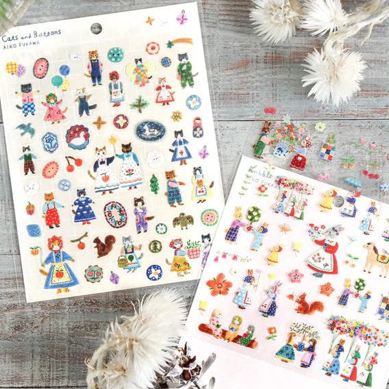 Planche stickers - Cats and buttons