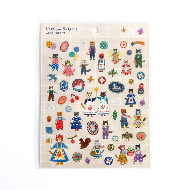 Planche stickers - Cats and buttons