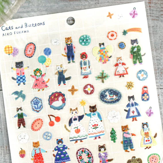 Planche stickers - Cats and buttons