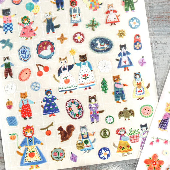 Planche stickers - Cats and buttons