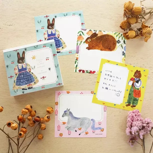 Memo pad - Flower and animals