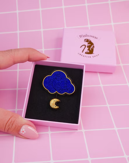 Broche - Nuage et lune