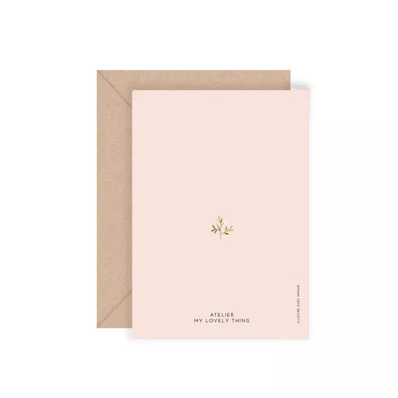 Carte double Thank You Rose Fleurs avec enveloppe
