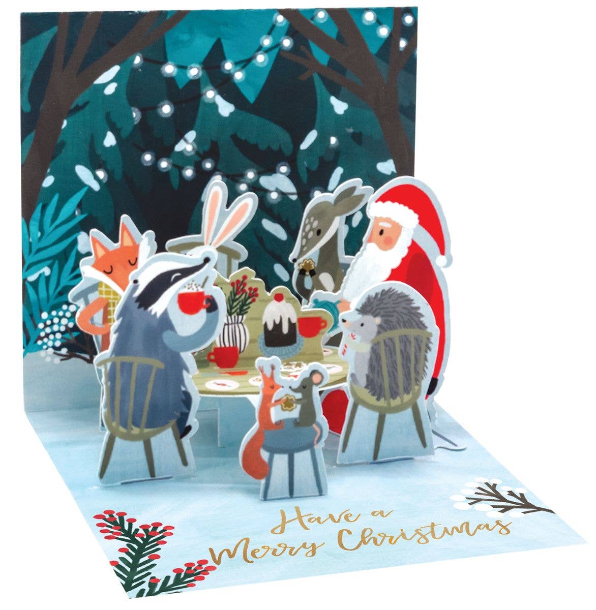 Carte postale 3D à monter - Carte pop-up mini réunion de noël