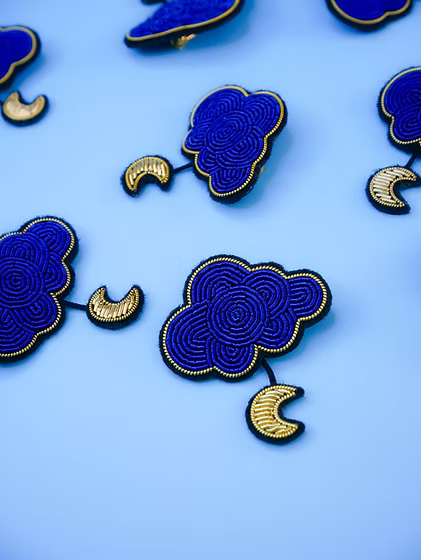 Broche - Nuage et lune