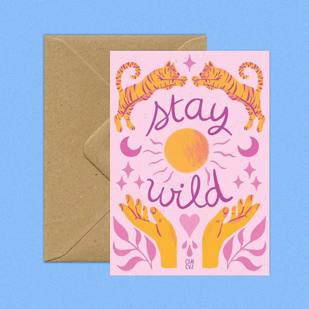 Carte Postale “Stay Wild” – Illustration Florale Bohème