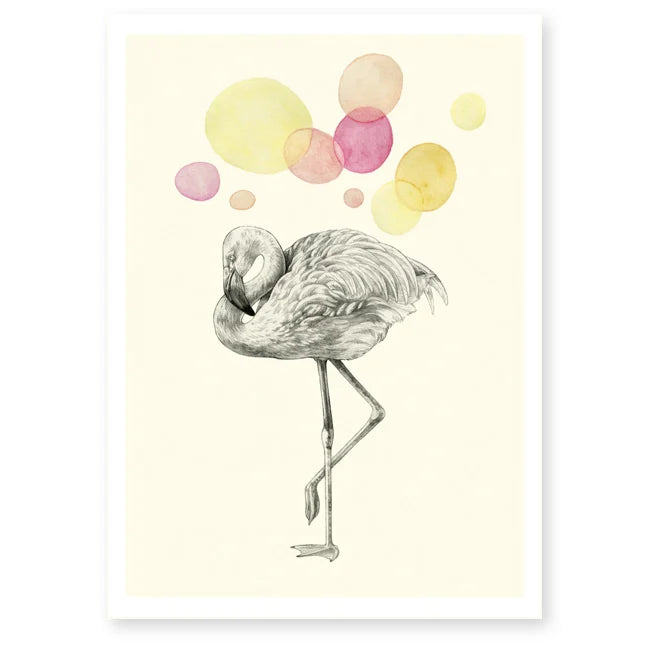Affiche illustrée - flamant rose