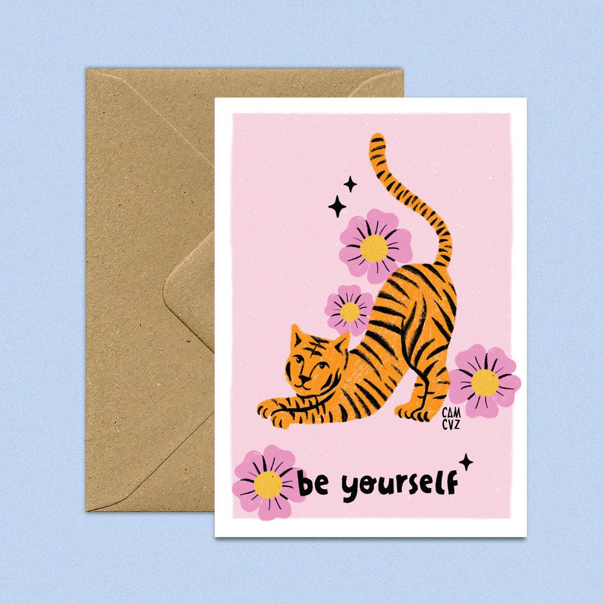 Carte Postale “Be Yourself” – Tigre & Fleurs