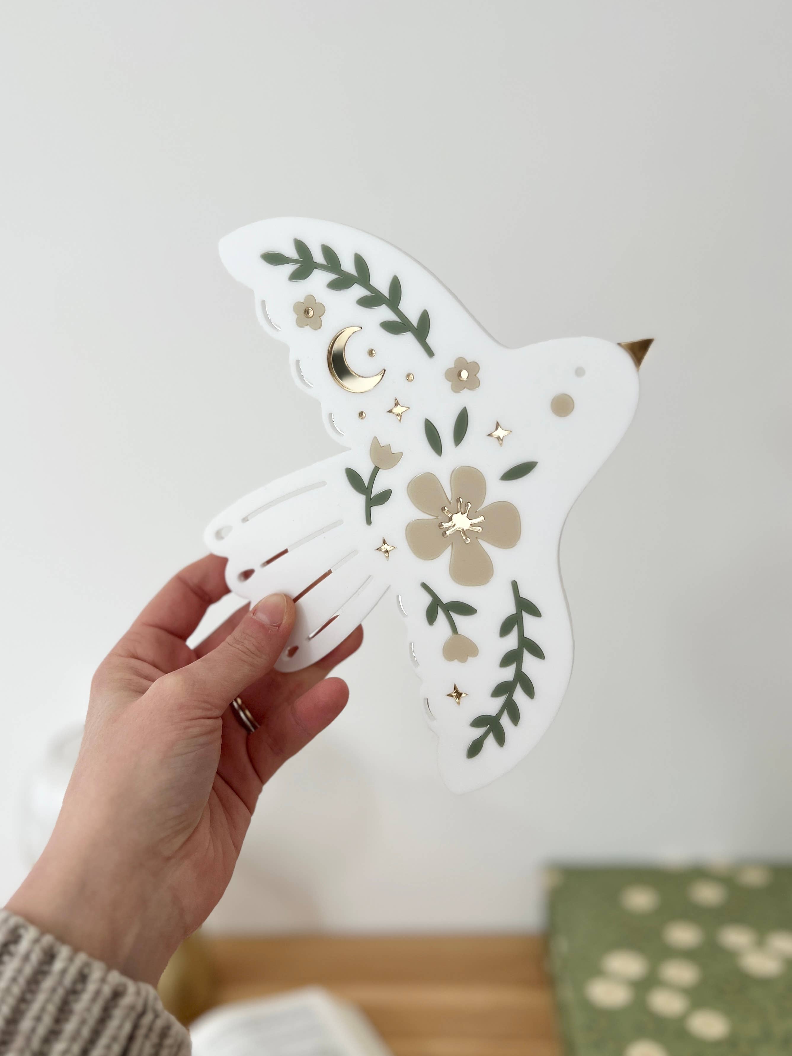 Bijou de mur - Colombe en fleurs
