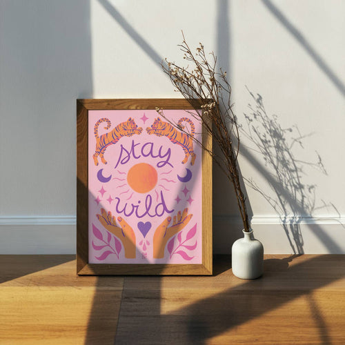Affiche Stay Wild – Esprit Bohème Orange & Violet