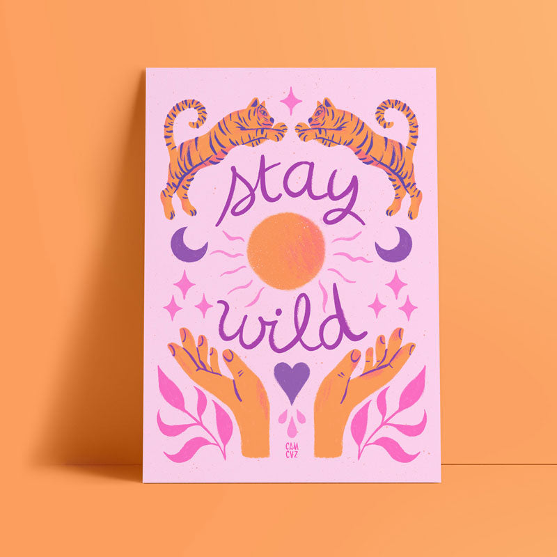 Affiche Stay Wild – Esprit Bohème Orange & Violet